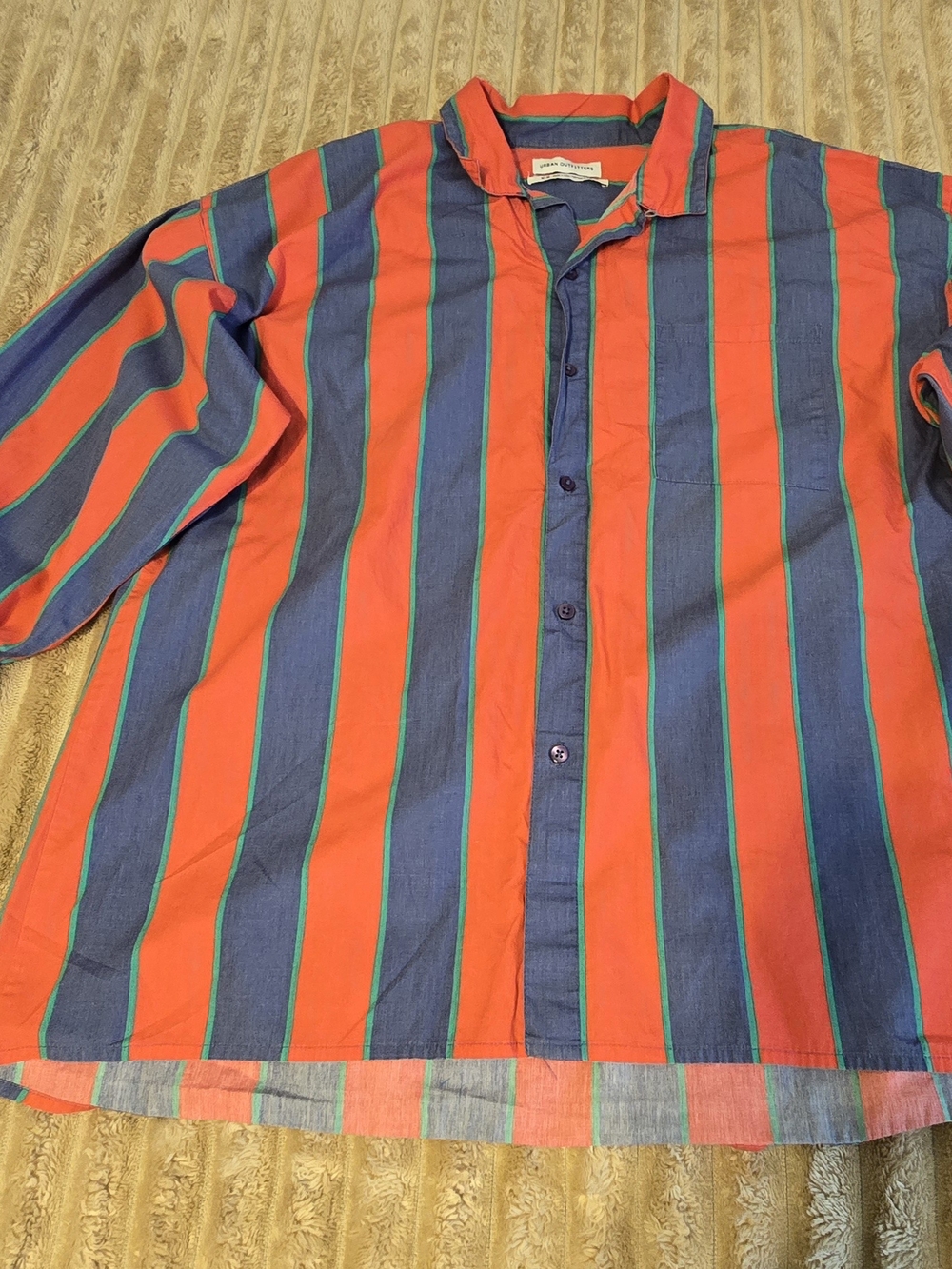 Urban Outfitters Retro 90s Vertical Stripe Long Sleeve Button Down Shirt Size M
